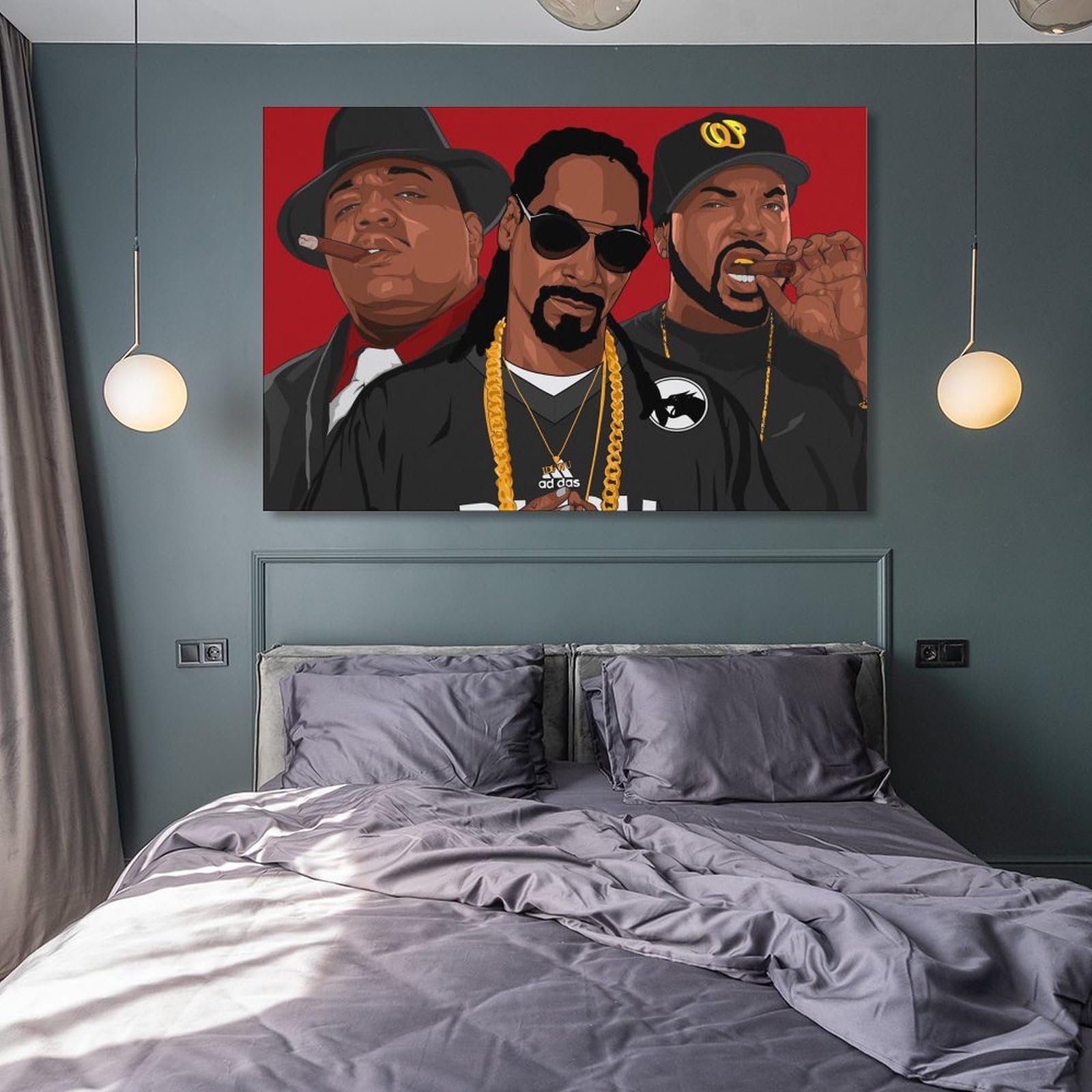 Poster artistico da parete con motivo cantante rap hip hop e tutte le stelle (5) (1), stampa artistica da parete, poster decorativo per la casa, 40 x 60 cm