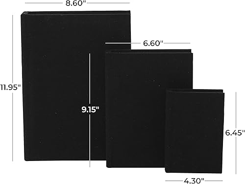 Miniatura 6 de Deco 79 Caja decorativa de tela de lino, cajas con forma de libro de almacenamiento, juego de 3 cajas decorativas de recuerdo de 12 pulgadas, 9
