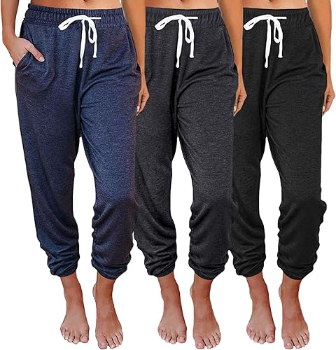 Paquete de 3 pantalones deportivos para mujer, holgados, cómodos, para yoga, entrenamiento, ropa quirúrgica, casual, a la moda de otoño