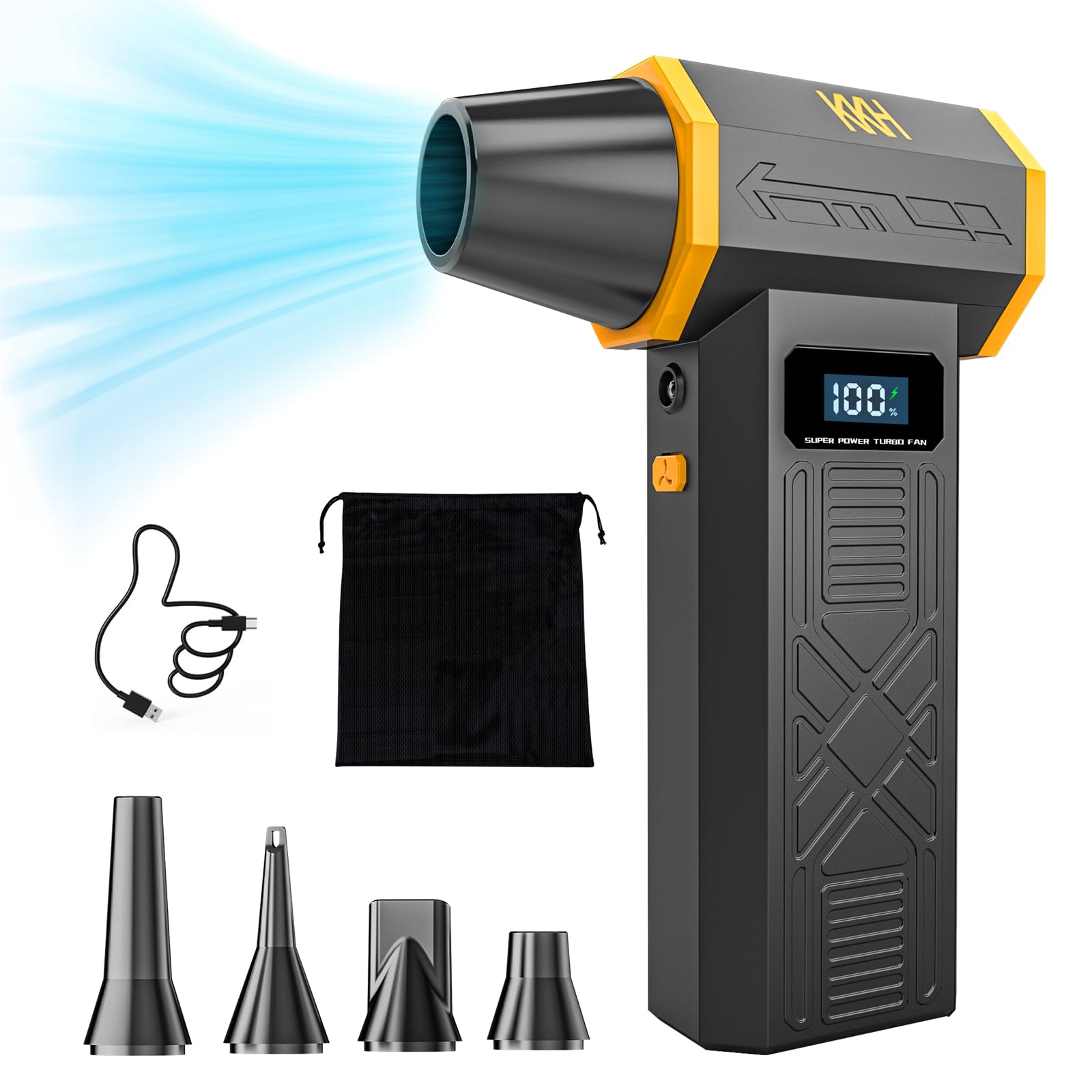 Photo 1 of KKH Portable Electric Air Duster with Led Light, Powerful 120000RPM 4 Speed Adjustable Mini Turbo Blower for Cleaning, Rechargeable Cordless Dusters for Home Car Outdoor PC Computer Keyboard