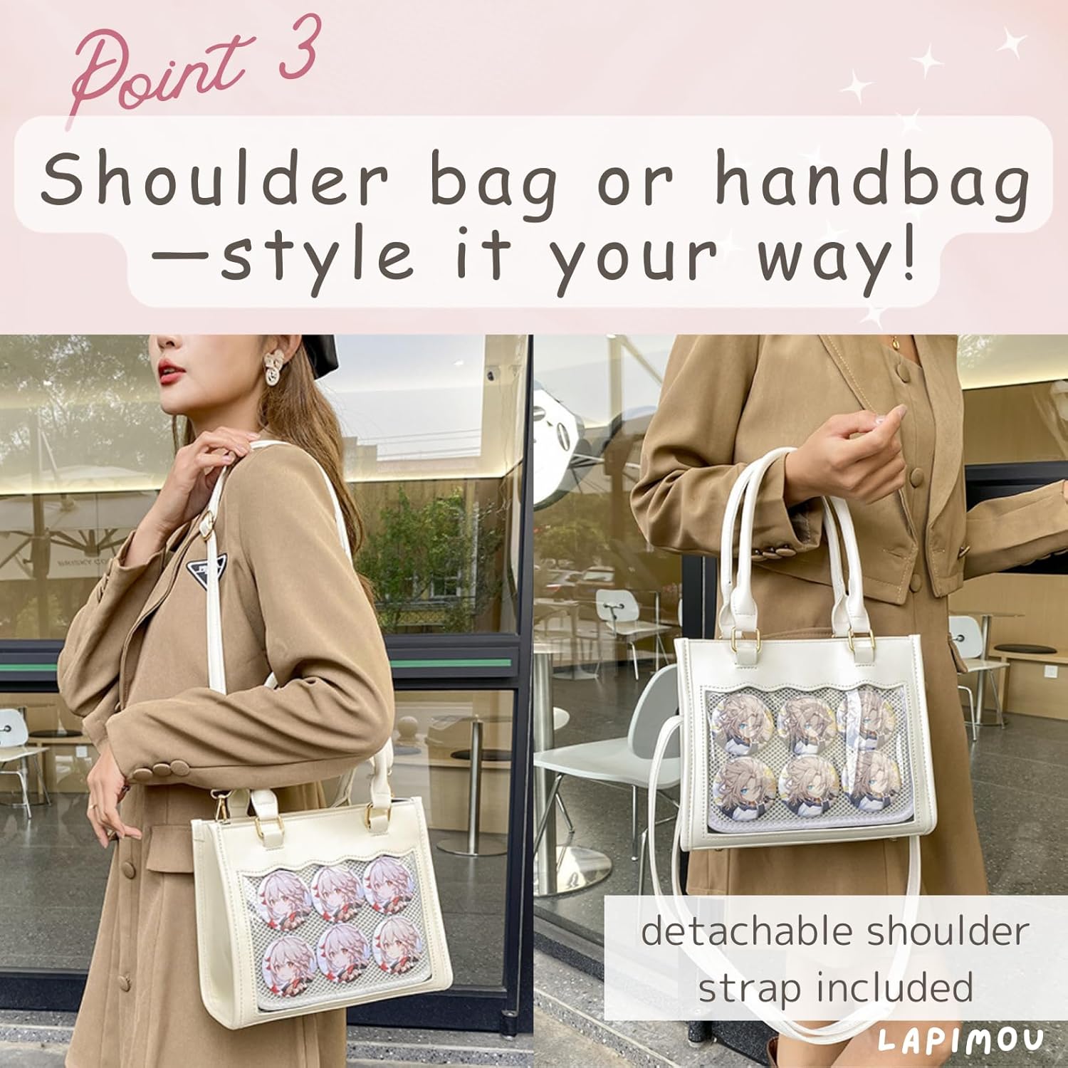 Ita Bag Kawaii Cute Small Shoulder Bag Mini Handbags Pin Display Bags with Insert Cutecore Kawaiicore - Image 2