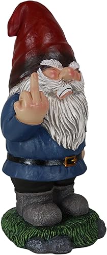 Miniatura 5 de Ebros Gift Feisty Rude Garden Greeter Go Away! Figura de gnomo enano volteando el pájaro medio dedo medio 13.25 pulgadas de alto como decoración