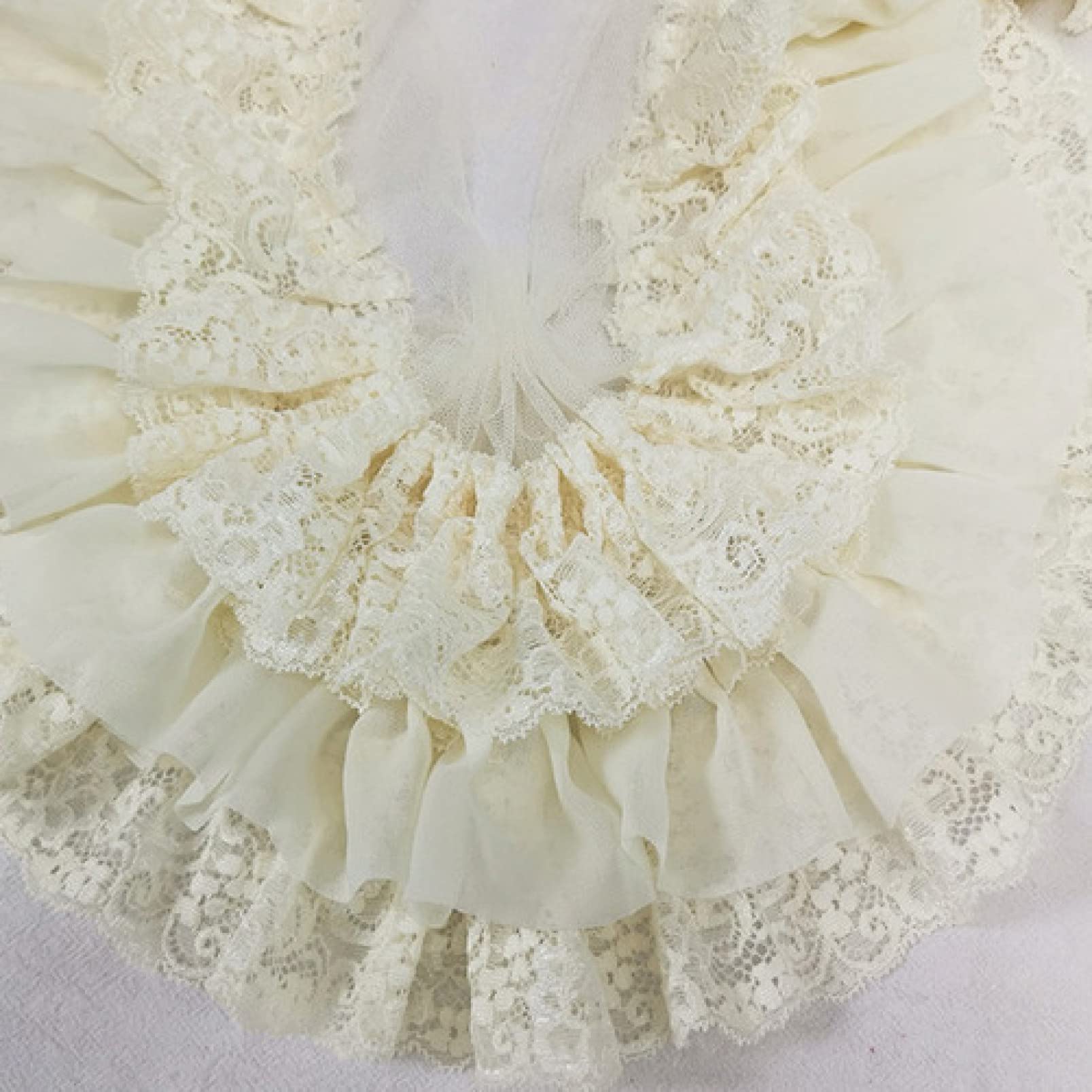 Spitzenborte 3-lagig Plissee Chiffon Spitze Rüschenborte Stickerei Band DIY Vorhänge Kleidung Nähen Patchwork Deko Zubehör (Rot) (Reis)