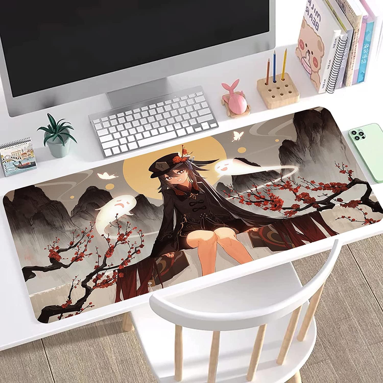 Mouse Pads Anime Oversized Genshin Impact hutao Mouse Pad Gaming Desk Pad with Lock Edge