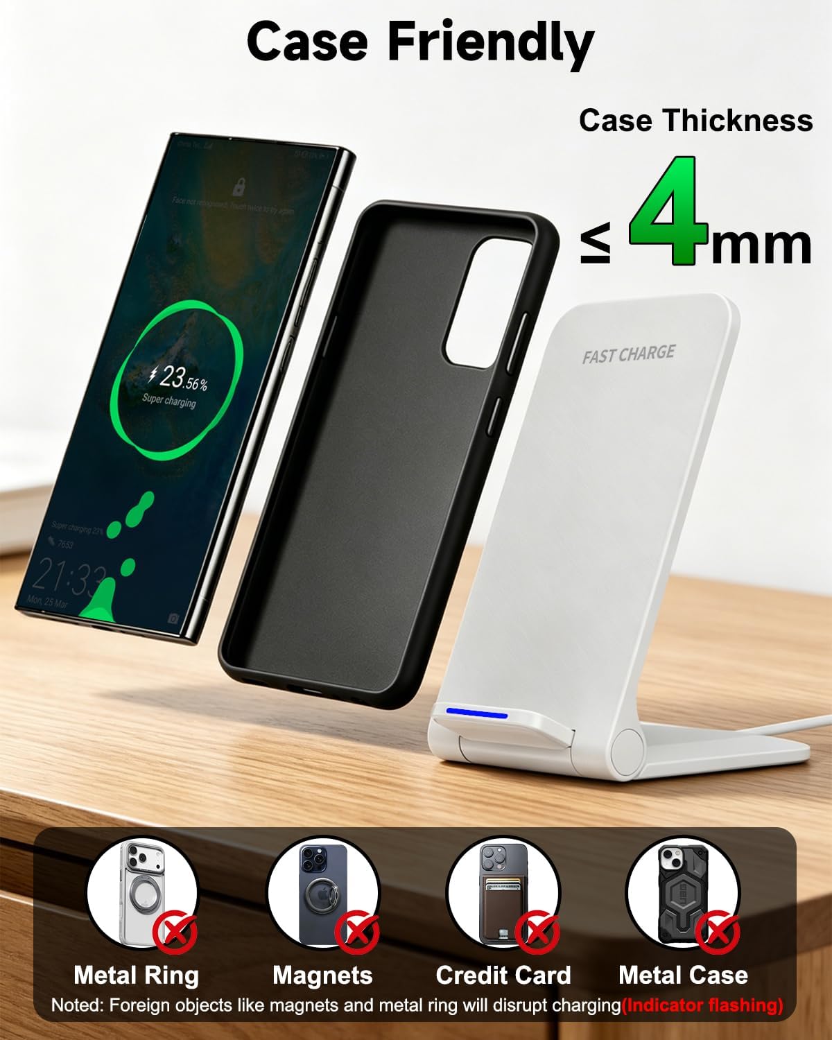 Wireless Charger Stand, Foldable, 15W Fast Wireless Charging Station Compatible with iPhone 17 16 15 14 13 12 Pro Max, Phone Charger Dock for Samsung Galaxy S26 S26+ S25 S24 S23 S22 Note 20 & Android 7 71gYMuGC6RL. AC SL1500