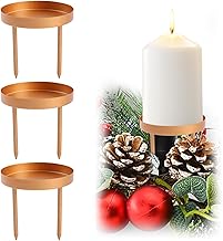 Pack of 4 Candle Plugs, Advent Wreath, 8.5 cm, Gold Metal, Removable Double Stick Candle Holder, Candle Holder, Advent Wreath Gold for Pillar Candles, Christmas Wreath & Table Decoration