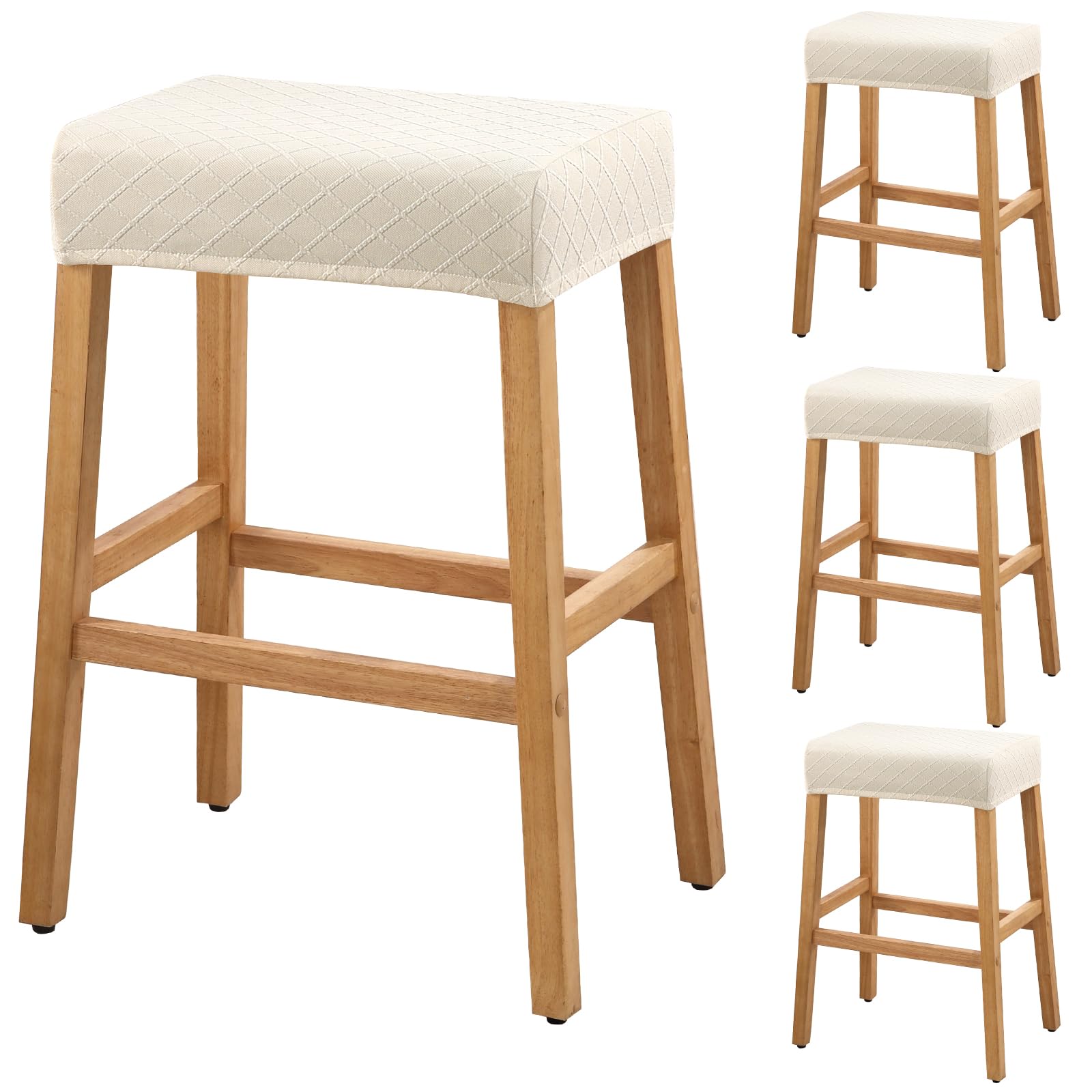 YISUN Stool Covers Rectangle - 4 Pack Stretch Waterproof Saddle Seat Cover Counter Bar Stools Bar Chairs Covers Kitchen Island Chairs Cushion