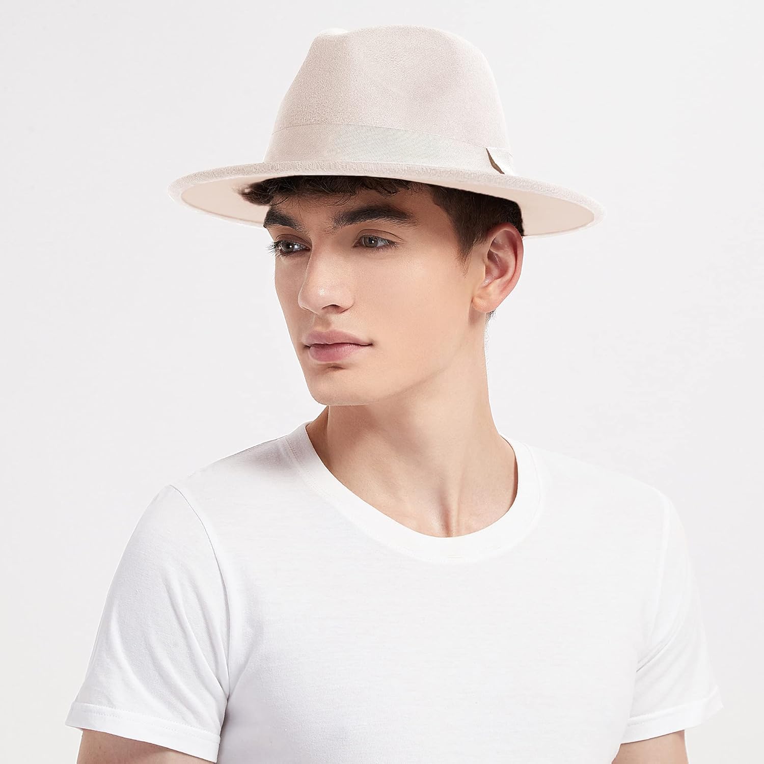 Wide Brim Fedora Hats for Women & Men Classic Dress Panama Hat Adjustable Felt Hat with Band - Image 7