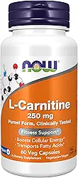 L-carnitina 250 mg Now Foods 60 cápsulas vegetais