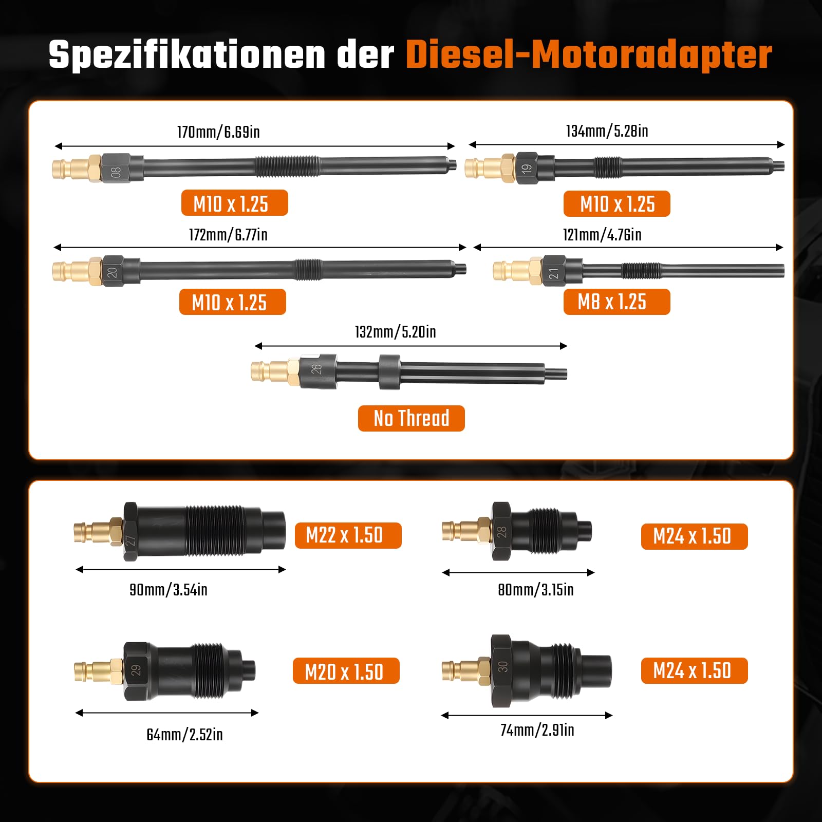 GEARMONSTER Probador de compresión profesional para motores de pérdida de presión, compatible con motores diésel y gasolina, comprobador de pérdida de presión