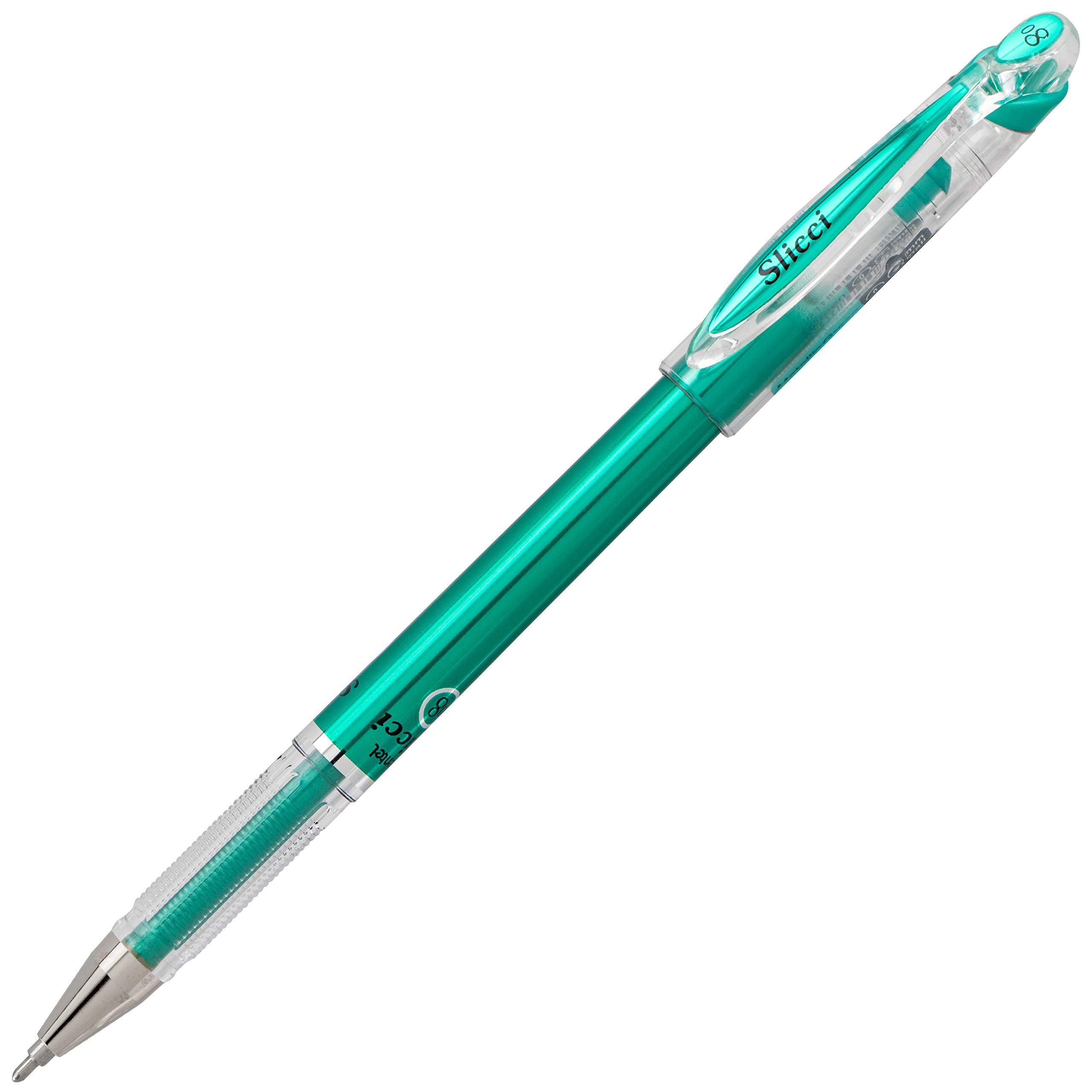 Pentel Arts Slicci Metallic 0.8 mm Needle Tip Gel Pen, Metallic verde Ink, 1 Pack (BG208BPMD)
