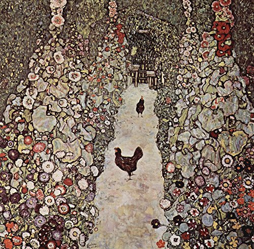 Gustav Klimt The Path with Chicken grand format impression d'art mate de haute qualité