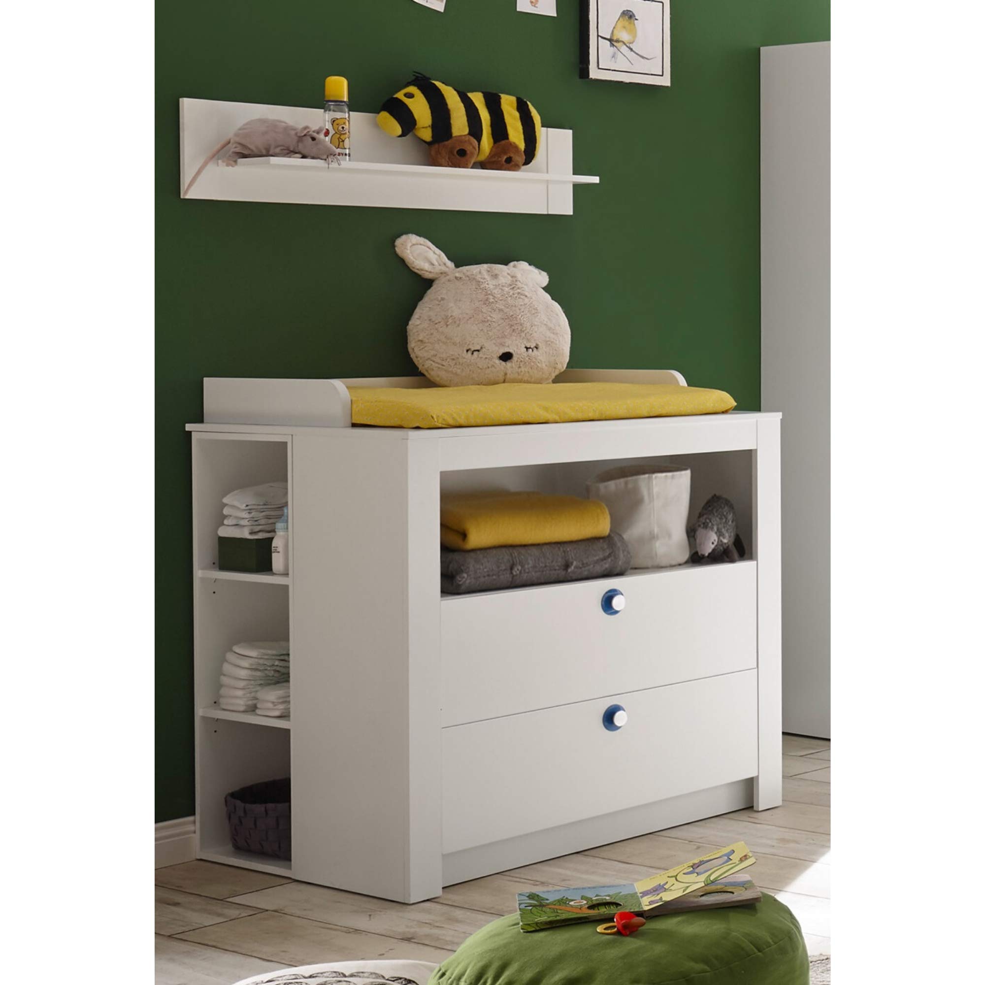 Stella Trading Paula Estante de Pared para la habitación del bebé en Blanco, Estante versátil, 96 x 22 x 22 cm (Ancho/Alto/Profundo)