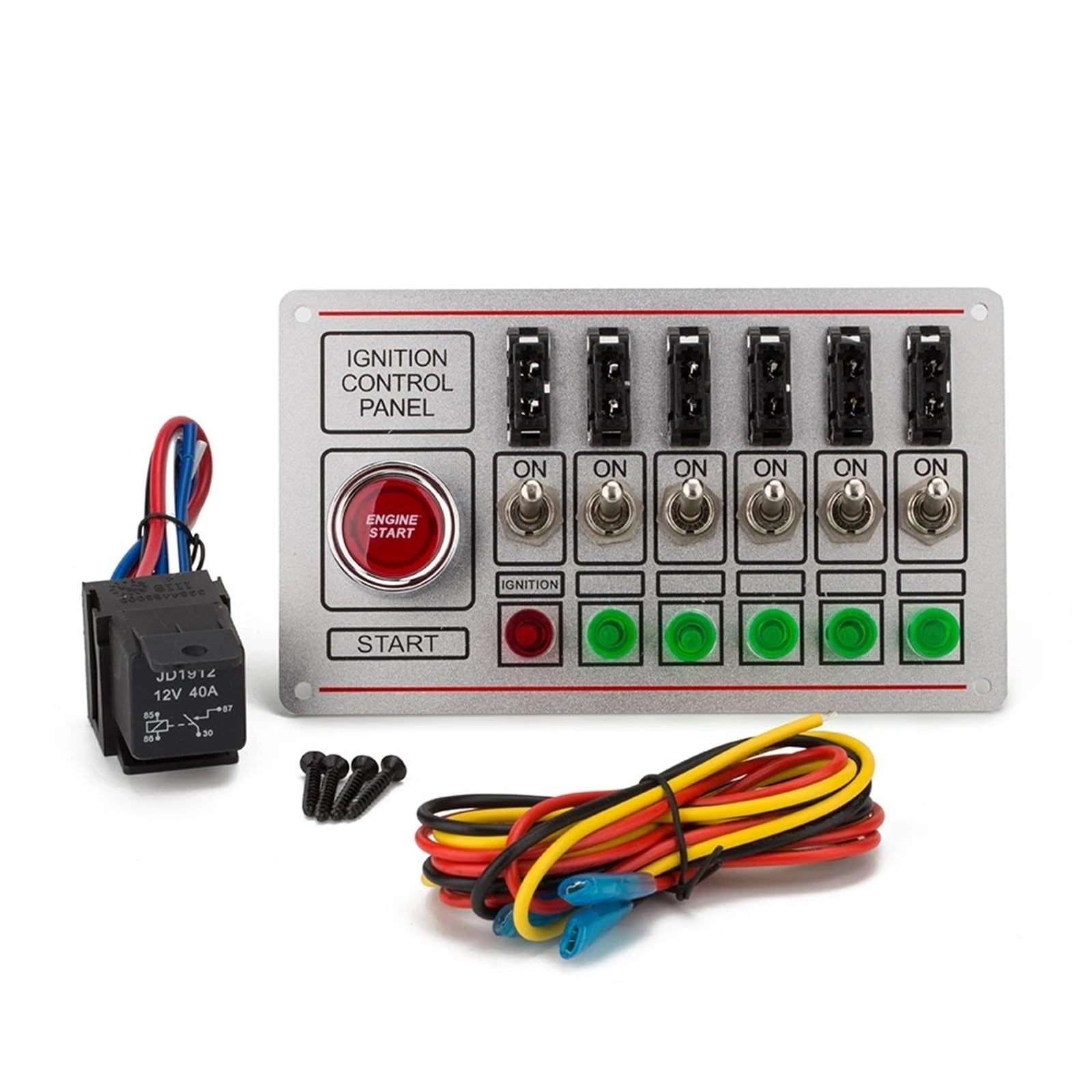 silnika Stater 12V Racing Switch Panel Race Car Ignition Accessory Engine Start 6 Lampka kontrolna 6 Bezpiecznikowy przełącznik szybkiego wyłączania włącznik zapłonowy rozrusznik