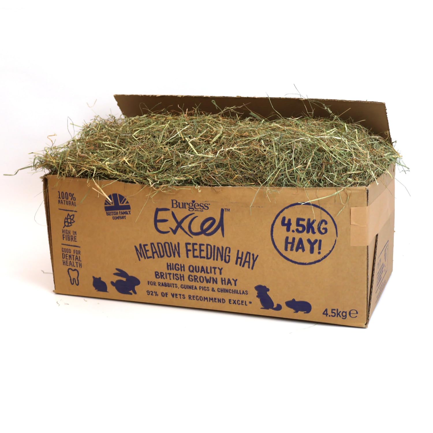 Burgess Excel Meadow Feeding Hay Box, 4.5kg – Feeding Hay for Rabbits – 100% Natural Ingredients, Rabbit Meadow Feeding Hay