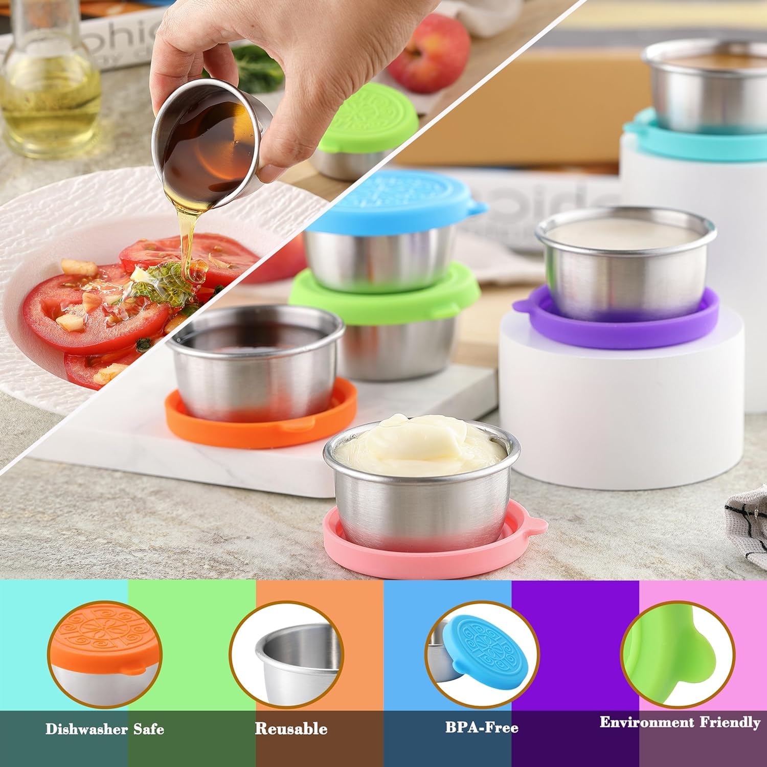 Lookka Salad Dressing Container To Go,4-piece Dipping Container - Image 3