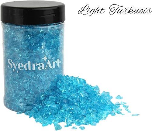 Miniatura 125 de Syedra - Juego de 3 piezas de vidrio triturado para manualidades, arte de resina, piezas de espejo de color triturado, 1 libra (amarillo)