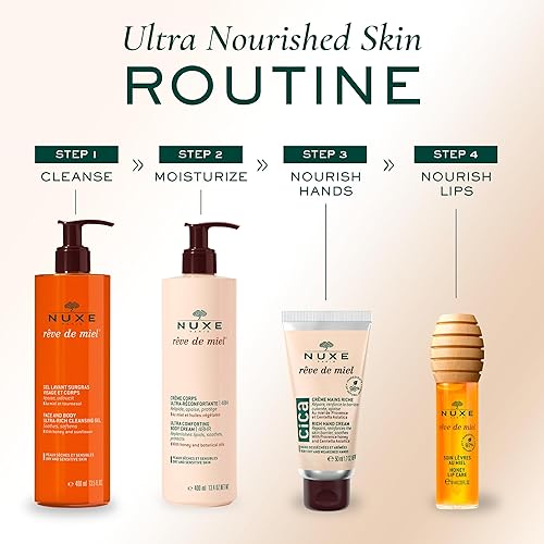 Miniatura 6 de NUXE Rêve de Miel Aceite labial de miel, acabado ultra brillante, brillo hidratante orgánico 100% natural con vitamina E, miel y lavanda, 0.33 onzas