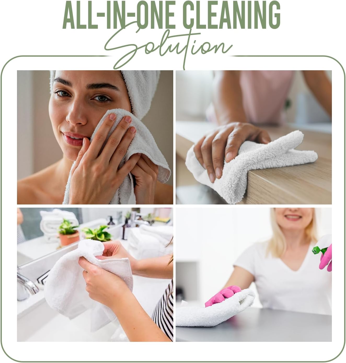 DAN RIVER 24 Pack Wash Cloths for Showering [12x12] - 100% Cotton Washcloths Premium Quality Flannel Face Cloths for Bathroom, Highly Absorbent and Soft Feel Wash Clothes, Sage Green