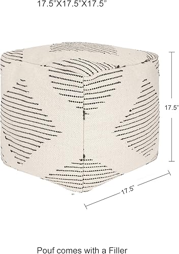 Miniatura 2 de REDEARTH Puf otomano acolchado con relleno, cubo de almacenamiento texturizado tipo puf saco reposapiés para sala de estar, dormitorio, guardería,