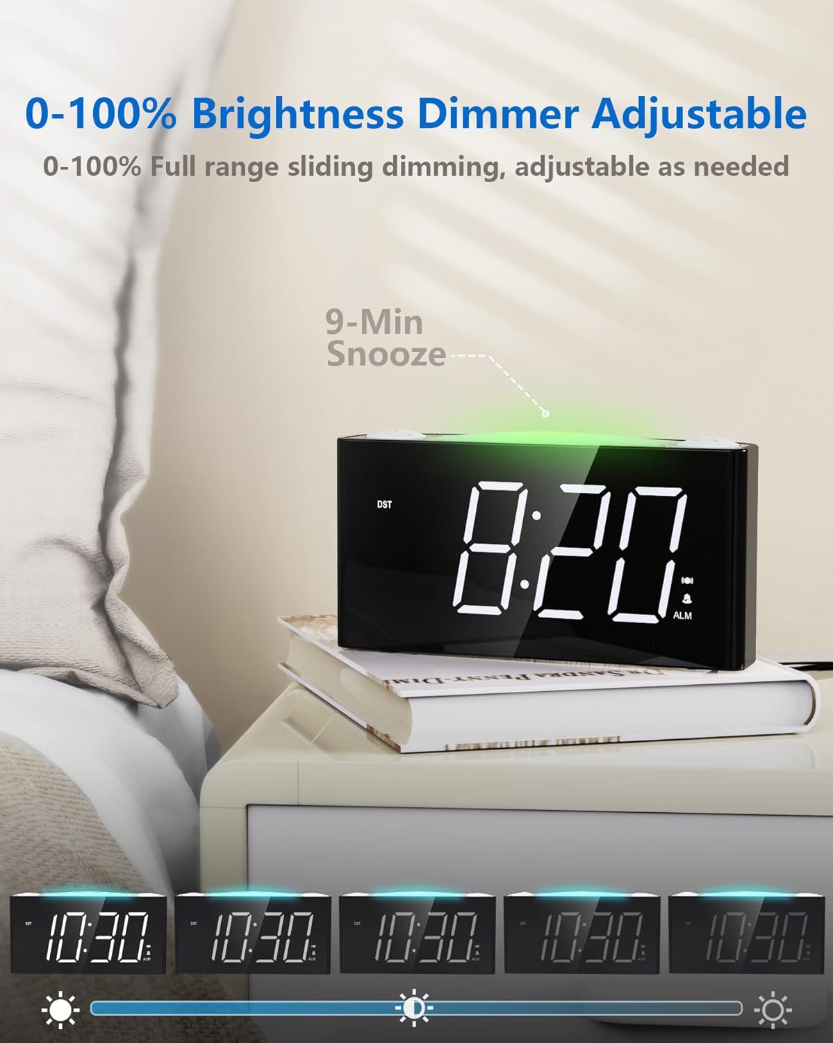 Super Loud Alarm Clock for Bedrooms, Alarm Clock for Heavy Sleepers, Large Display with Night Light, Digital Alarm Clock for Kids, Adults, Seniors
