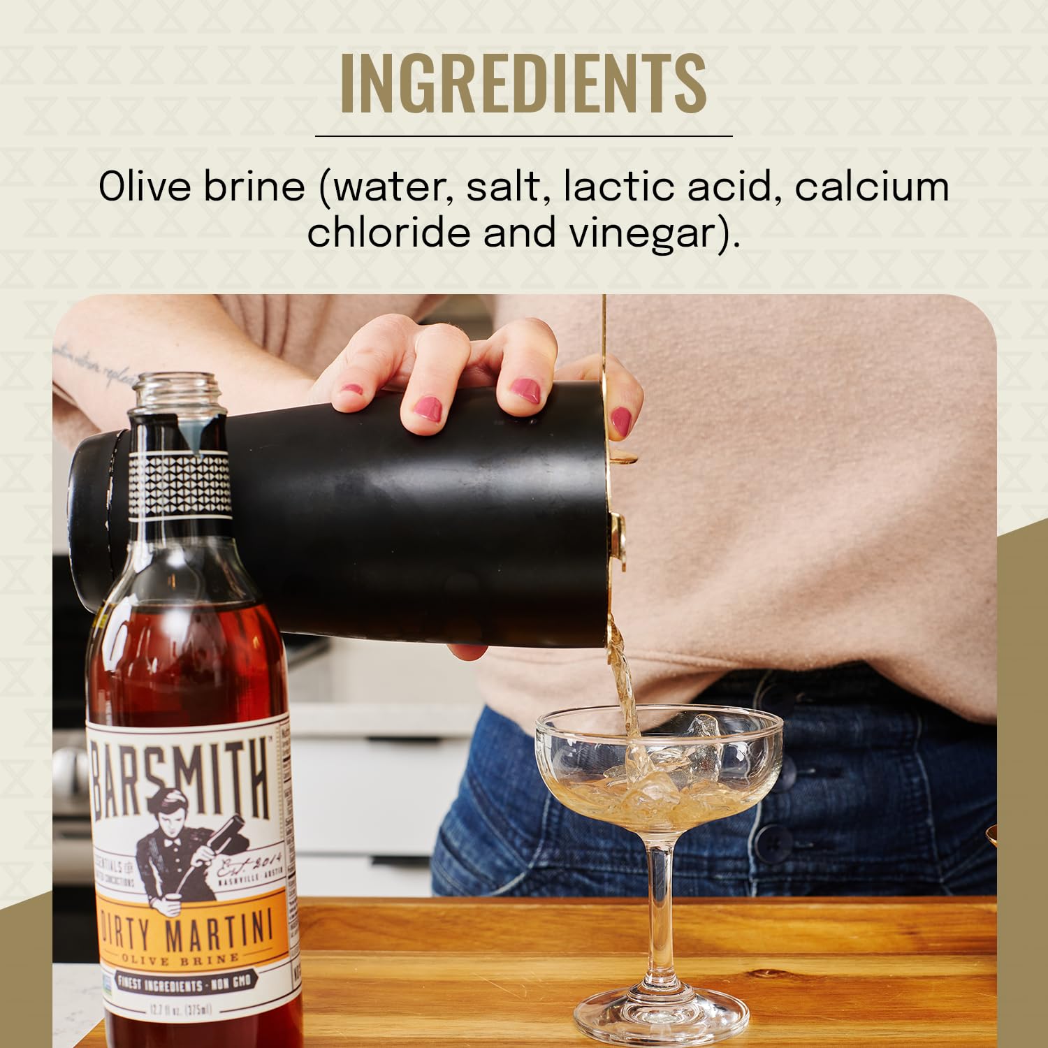 Barsmith Bar Essentials Dirty Martini Mix - No Artificial Flavors or Colors - Olive Brine for Authentic Dirty Martinis - Ideal Cocktail Mixer for Home Bartenders & Cocktail Lovers - 12.7oz (Pack of 6)