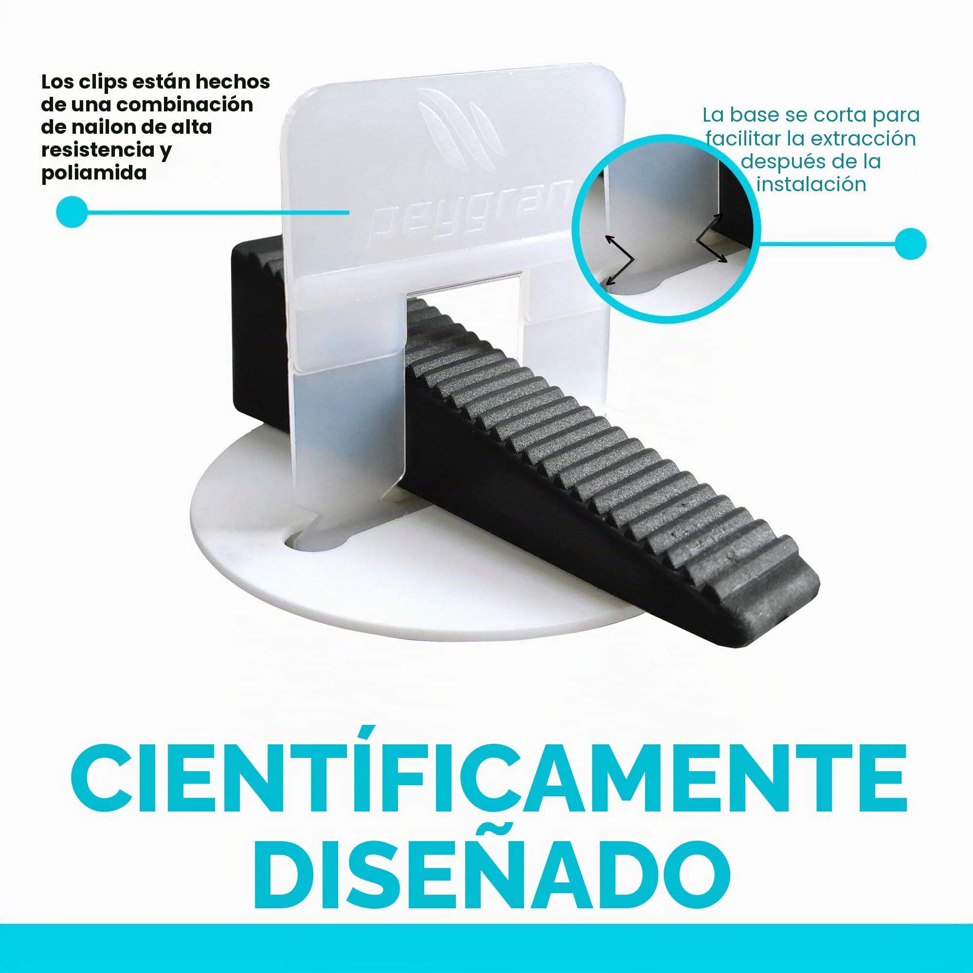 Peygran Sistema de Nivelación de Azulejos 1/16 (2 mm) 500 Clips. Instalación de Baldosas y Piedra sin Imperfecciones