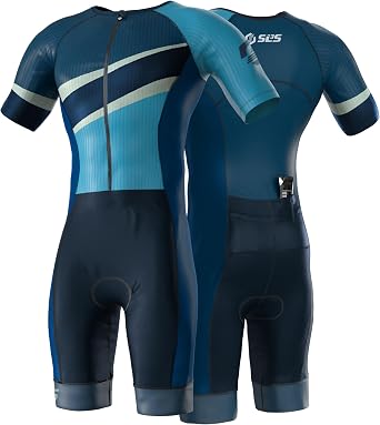 Triathlon Suits Mens Elite Aero Tri Suit Men - Trisuit Triathlon - Full Zip, Aero Sleeves, Internal and Rear Pockets