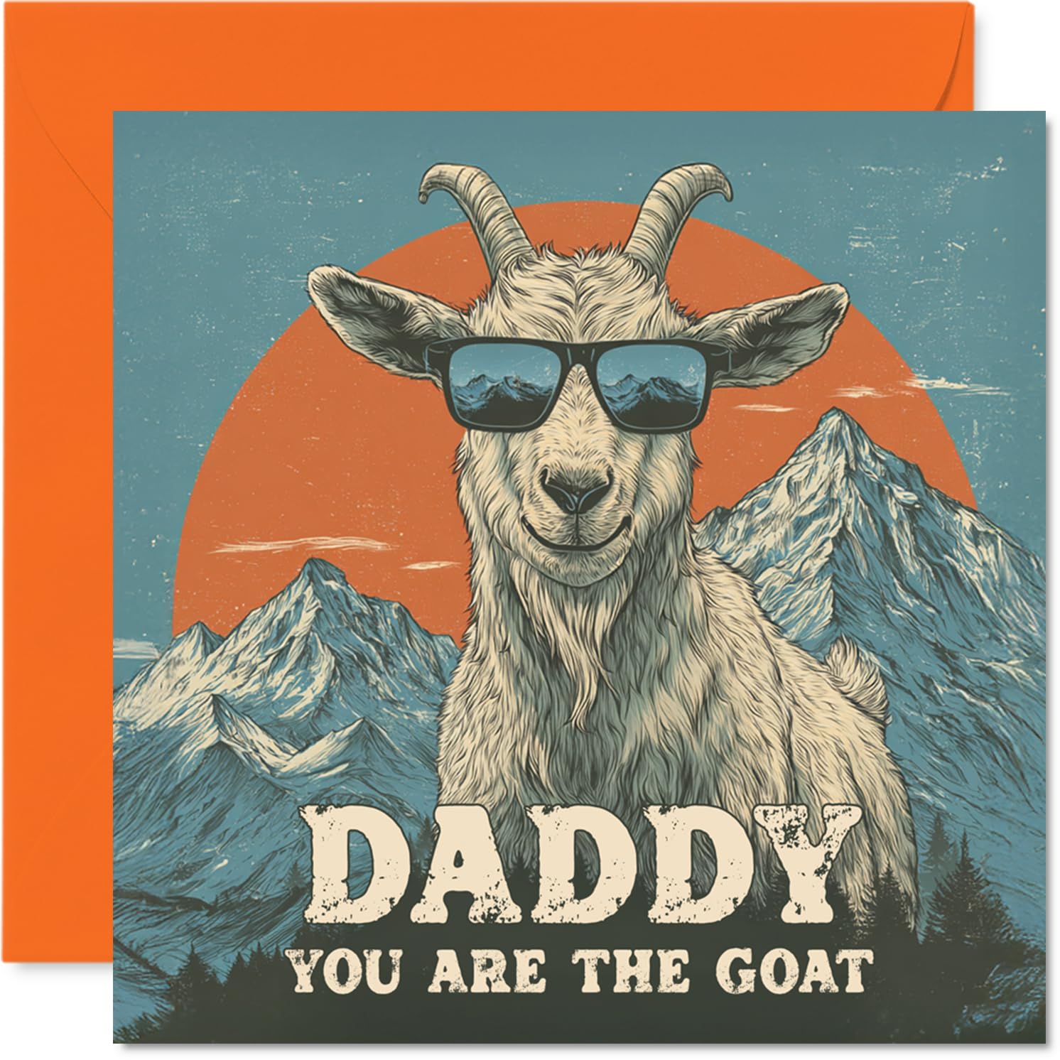 Daddy Birthday Card - You Are The Goat - Happy Birthday Card for Daddy from Son Daughter, 145mm Funny Animal Bday Greeting Cards