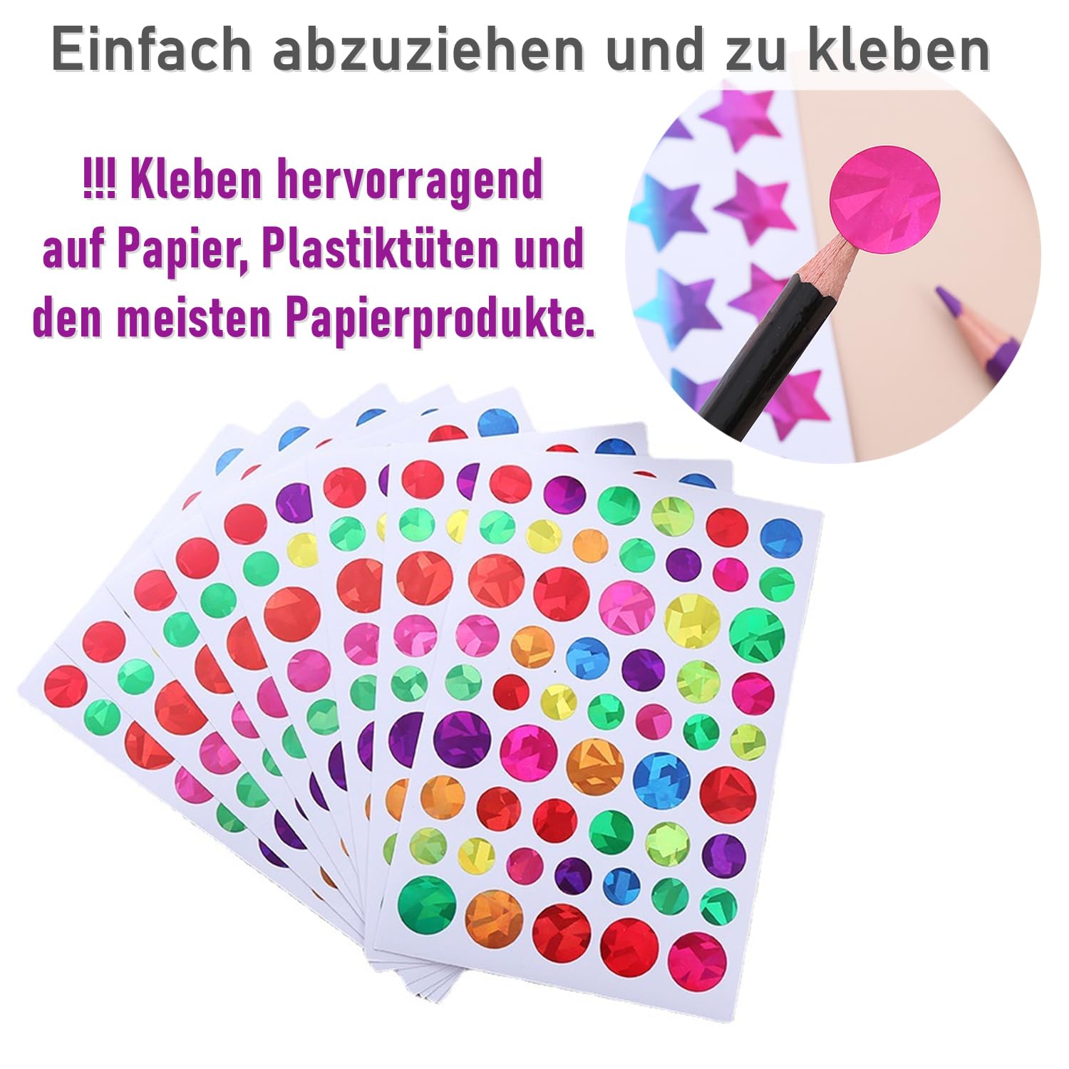 Autocollants à paillettes laser pour scrapbooking, récompense et étiquettes de bricolage