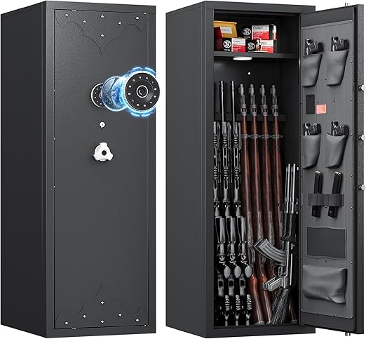 KAER 12-15 Gun Safe, Large Gun Cabinet for Home Rifle and Shotguns, Rifle Safe for Home, Quick Access Gun Safe with Digital Keypad, Rifle Safe, Gun Safes with Adjustable Shelves and Pistol Pockets