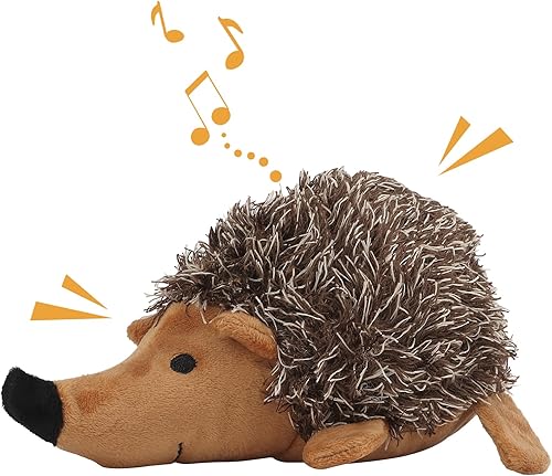 Juguete chirriante para perros con forma de erizo, juguetes de peluche para masticar, juguete interactivo para perros de interior y cachorros mayores