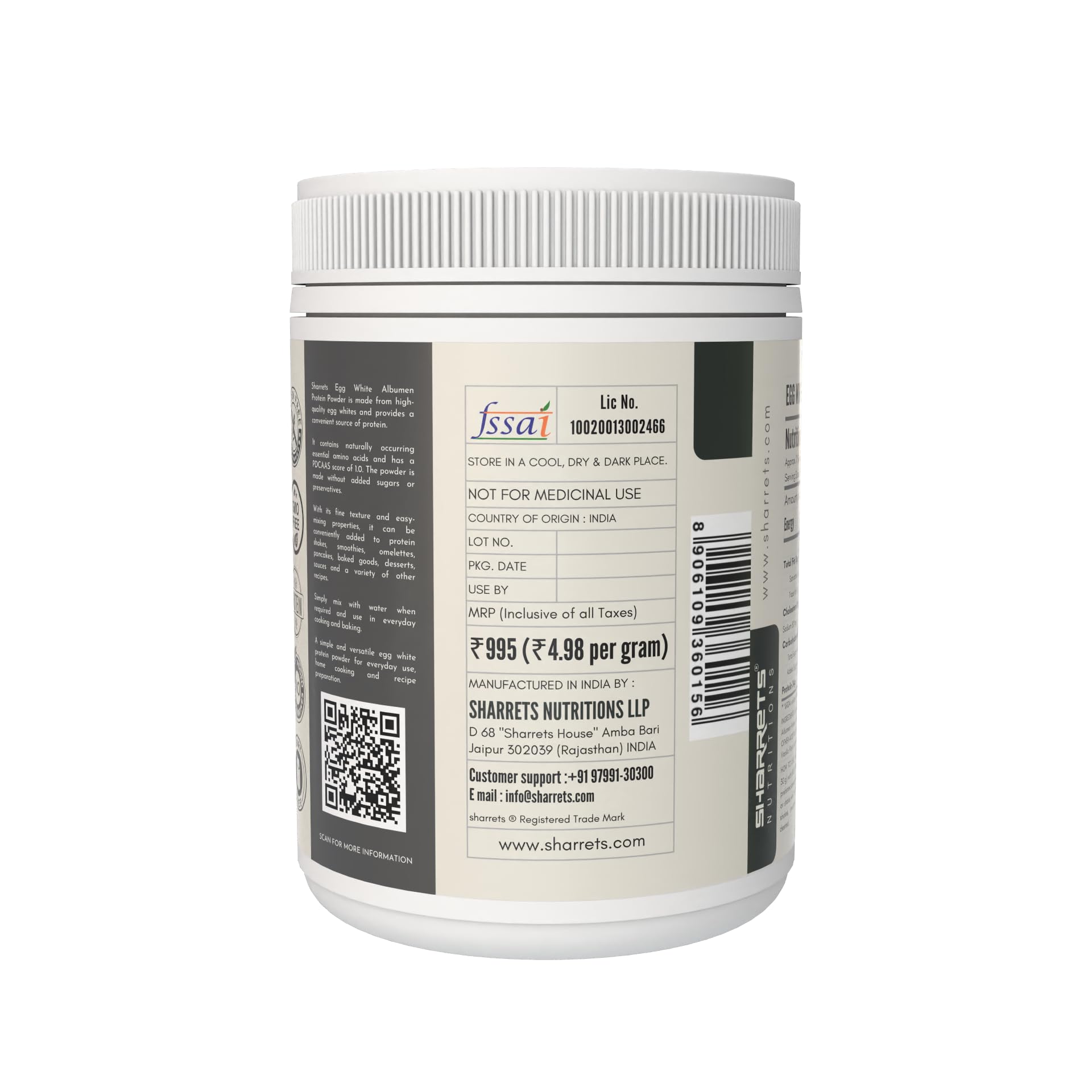 Sharrets Egg White Albumen Protein Powder, 200g Vanilla Flavored — Amazon image 3