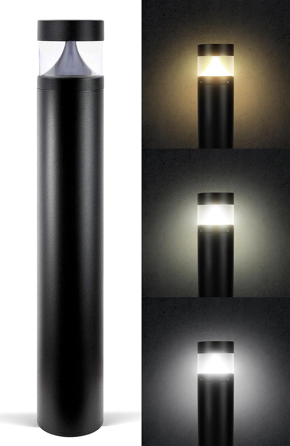 LED Bollard Landscape Light 6.3" Diameter, 20W, 39" Height, 3CCT 3000K/4000K/5000K, 120-277V Outdoor Pathway & Garden Light, IP65 Waterproof, for Driveways & Commercial Landscape