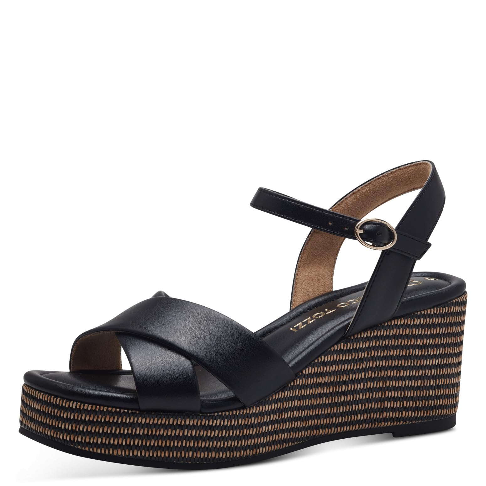 MARCO TOZZI Women's 2-28397-42 Heeled Sandal, Black, 7.5