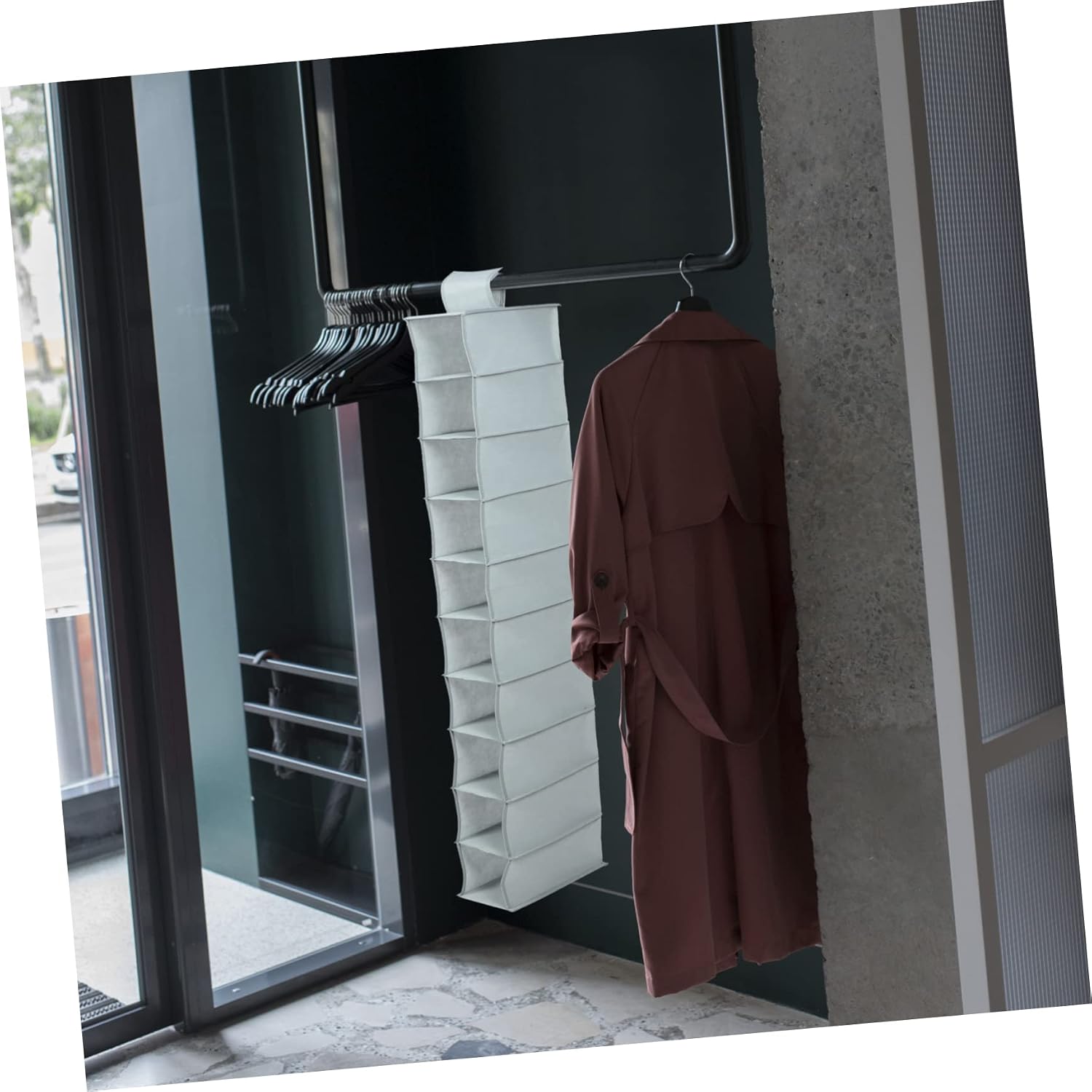 Unomor 1pc Multi-layer Foldable Hanging Shoe Organizer for Closet Storage Compartments for Efficient Shoe Organization Space-saving Design for Indoor and Outdoor Use Breathable Material