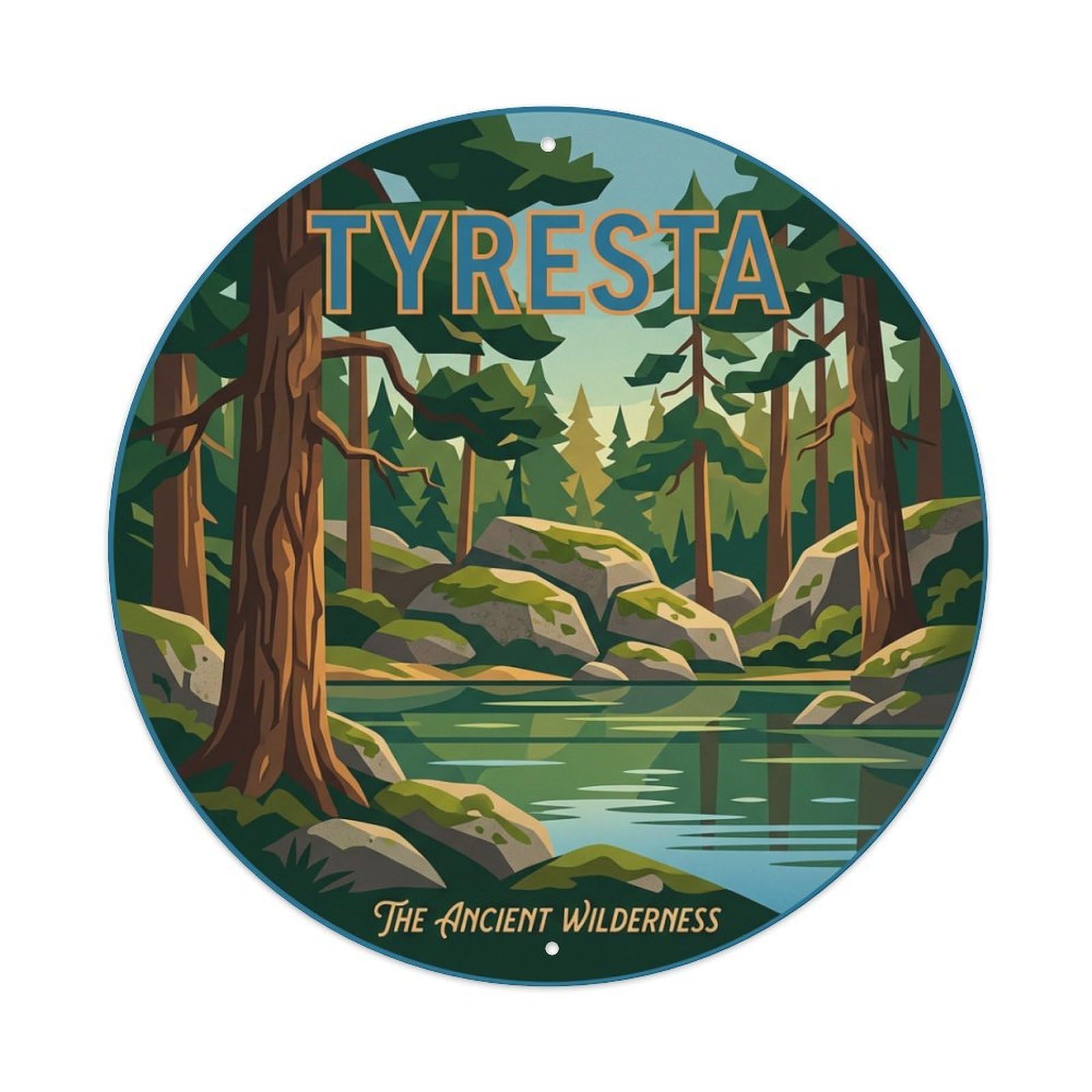 Vintage Travel Tyresta Sweden Forest Metal Tin Sign