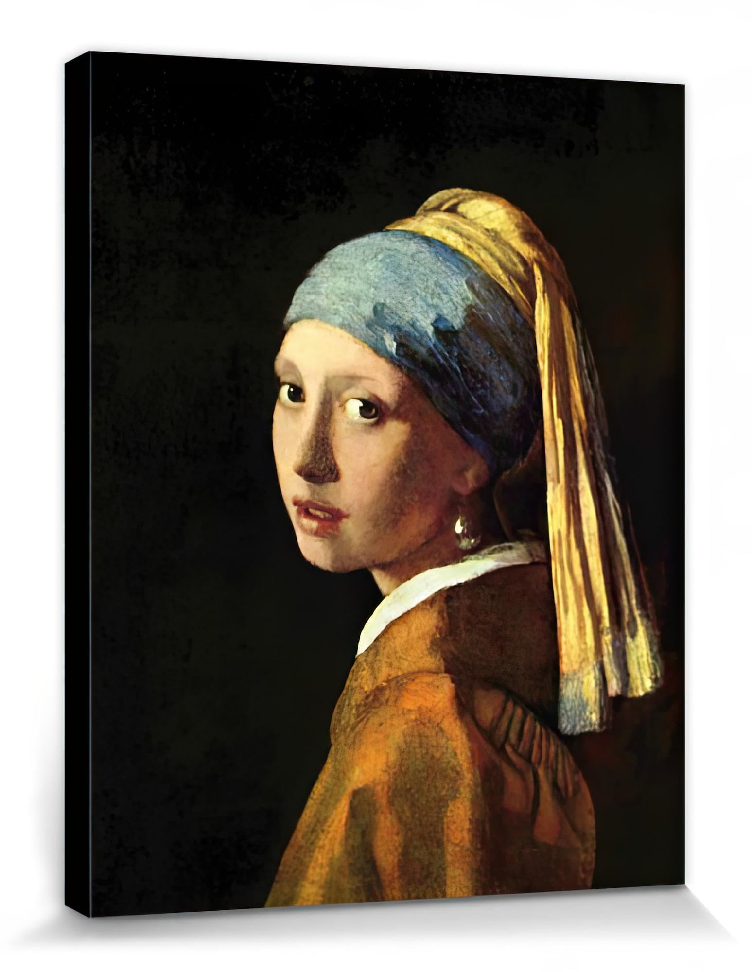 Reproduction Tableau La Jeune Fille à La Perle De Vermeer - Toile Coton Neuve - Décoration Art