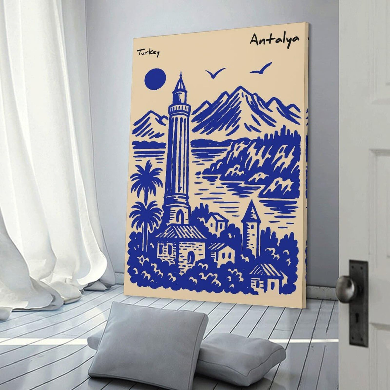 Junmoney Decorative Canvas Print Antalya, Turkey Travel, 24x36inch(60x90cm), for Home Office, Desk Area Or Studio, Home Office Artwork with Decorative Appeal