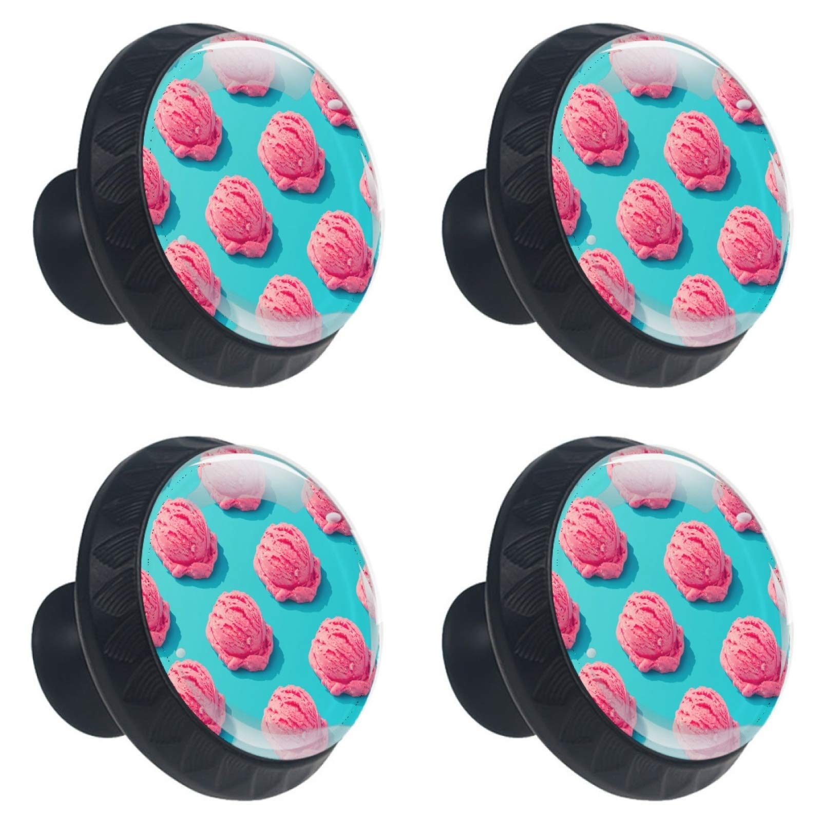 Boutons de meuble en verre bleu glace de 30 mm pour armoire et commode chic