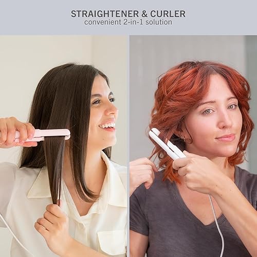 Miniatura 3 de NOGI (ELECOM) Plancha plana portátil, plancha de pelo con placa de revestimiento de cerámica, calentamiento rápido, interruptor de extensión de modo