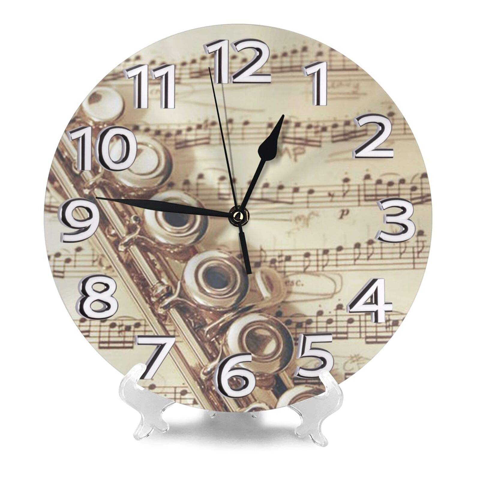 Reloj con número de música de Flauta Moderno silencioso DIY Grande sin Marco Ideal para Cualquier habitación en el hogar, Comedor, Cocina, Oficina, Escuela