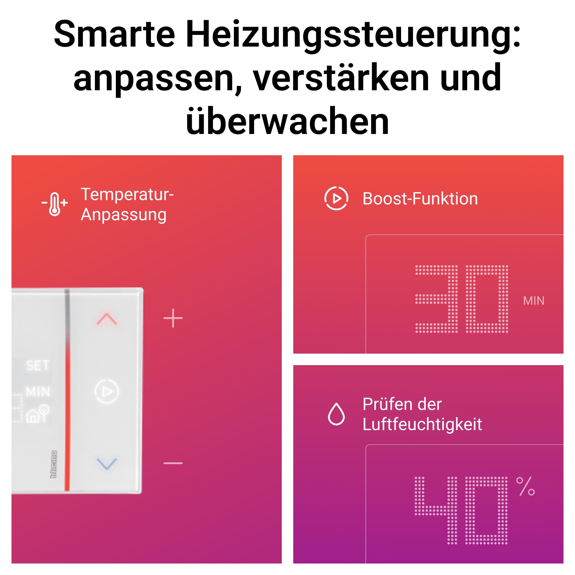 Bticino Termostato WiFi intelligente Smarther2 with Netatmo XW8002, Incasso, Bianco - versione professionale