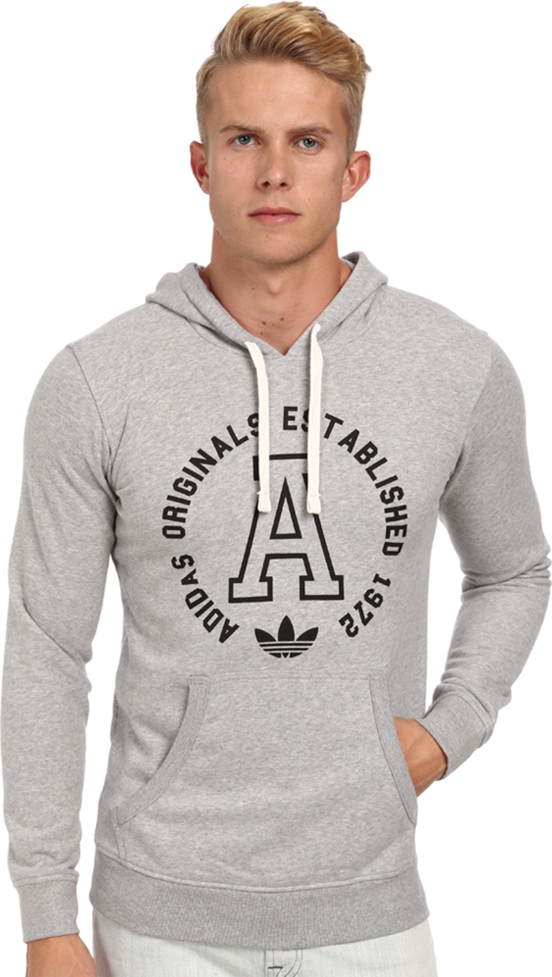 Adidas Originals Mens Slim French Terry Hoody Medium Grey Heather