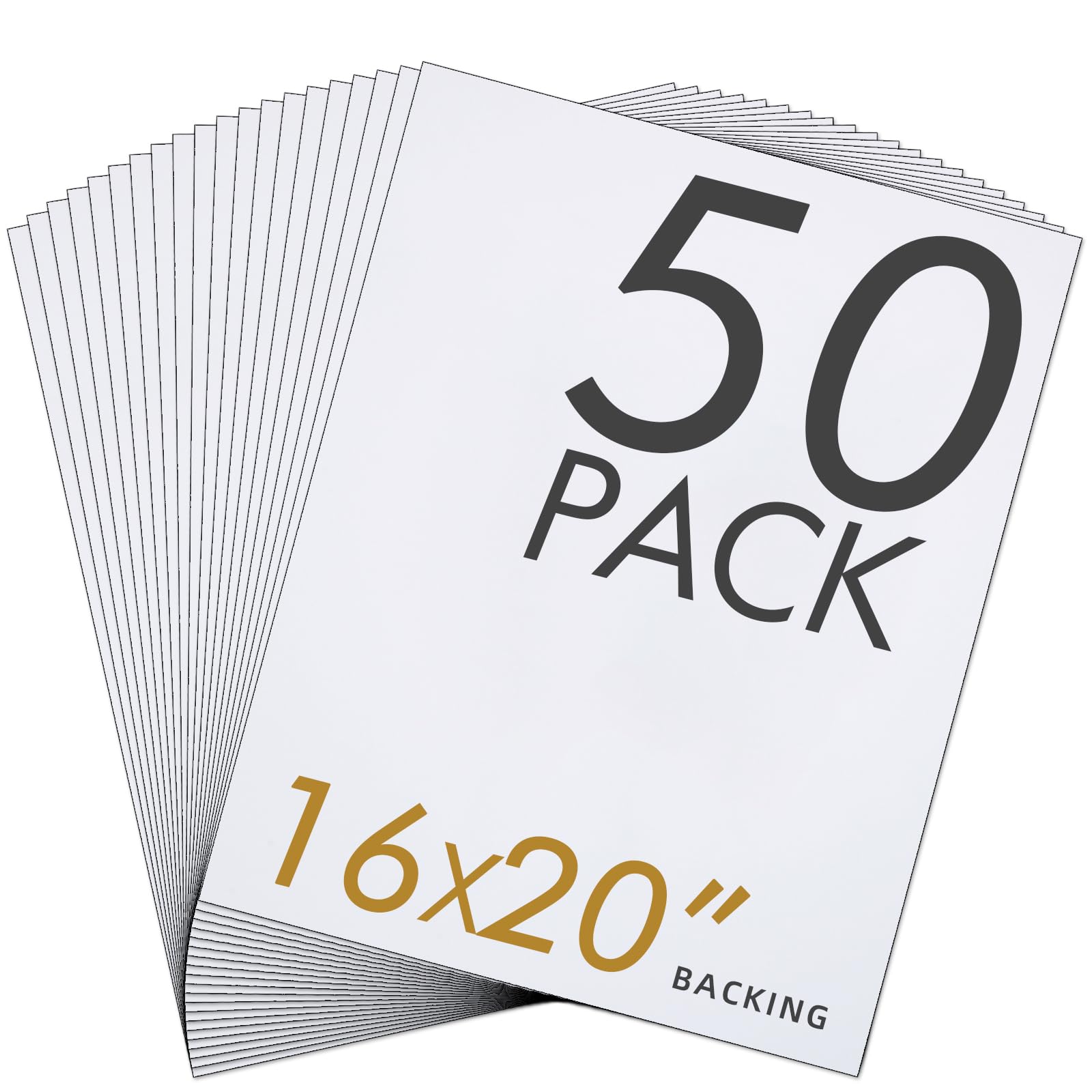 Falling in Art 50Pack Acid-Free Mat Boards,16x20 Uncut White Backing Boards