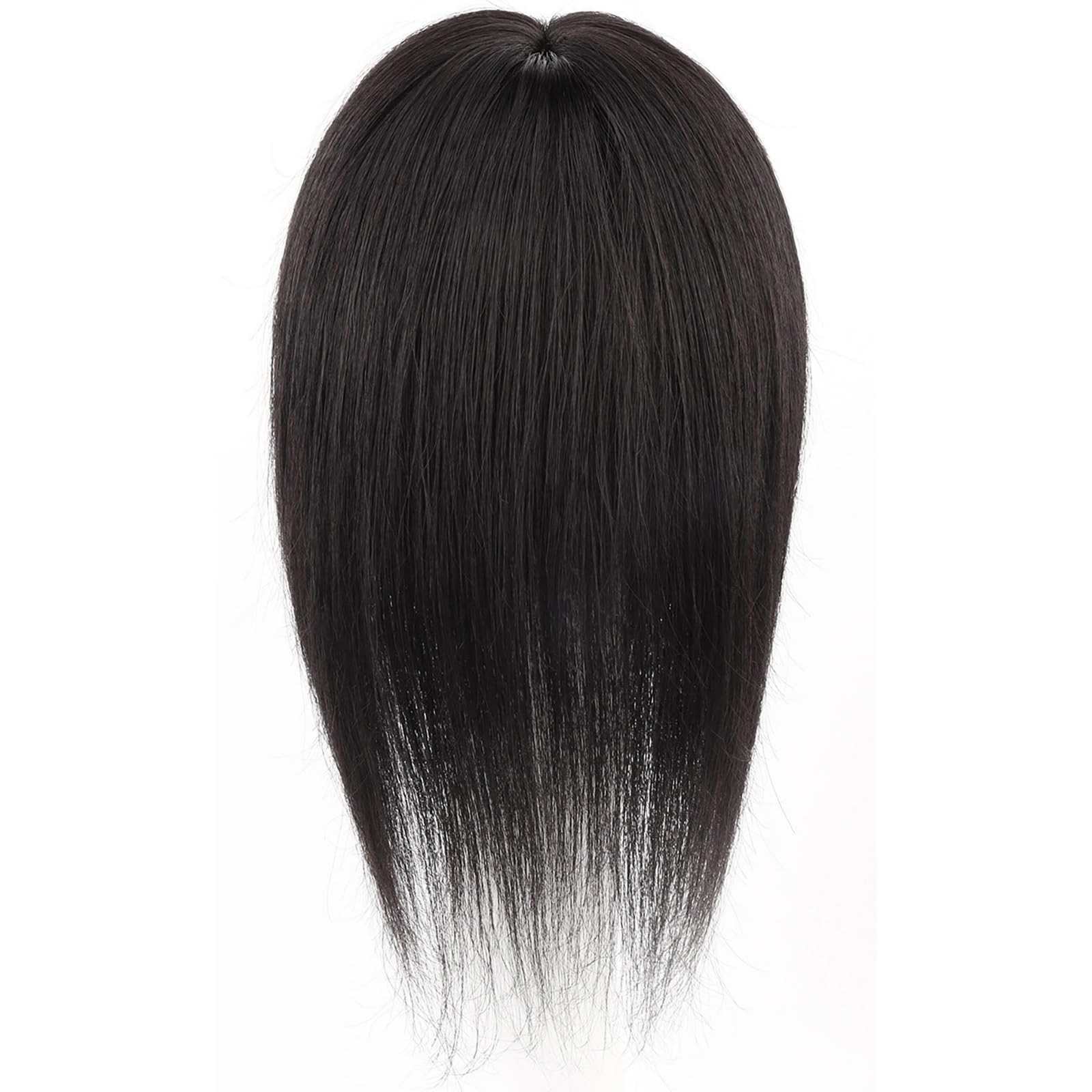 100% Veri Capelli Umani Posticci Con Frangia Elegante Topper for Capelli Da Donna, Base Da 5x5 Pollici Clip In Top Parrucche for Capelli Diradati,Extension for Capelli Neri Naturali(8 inch)