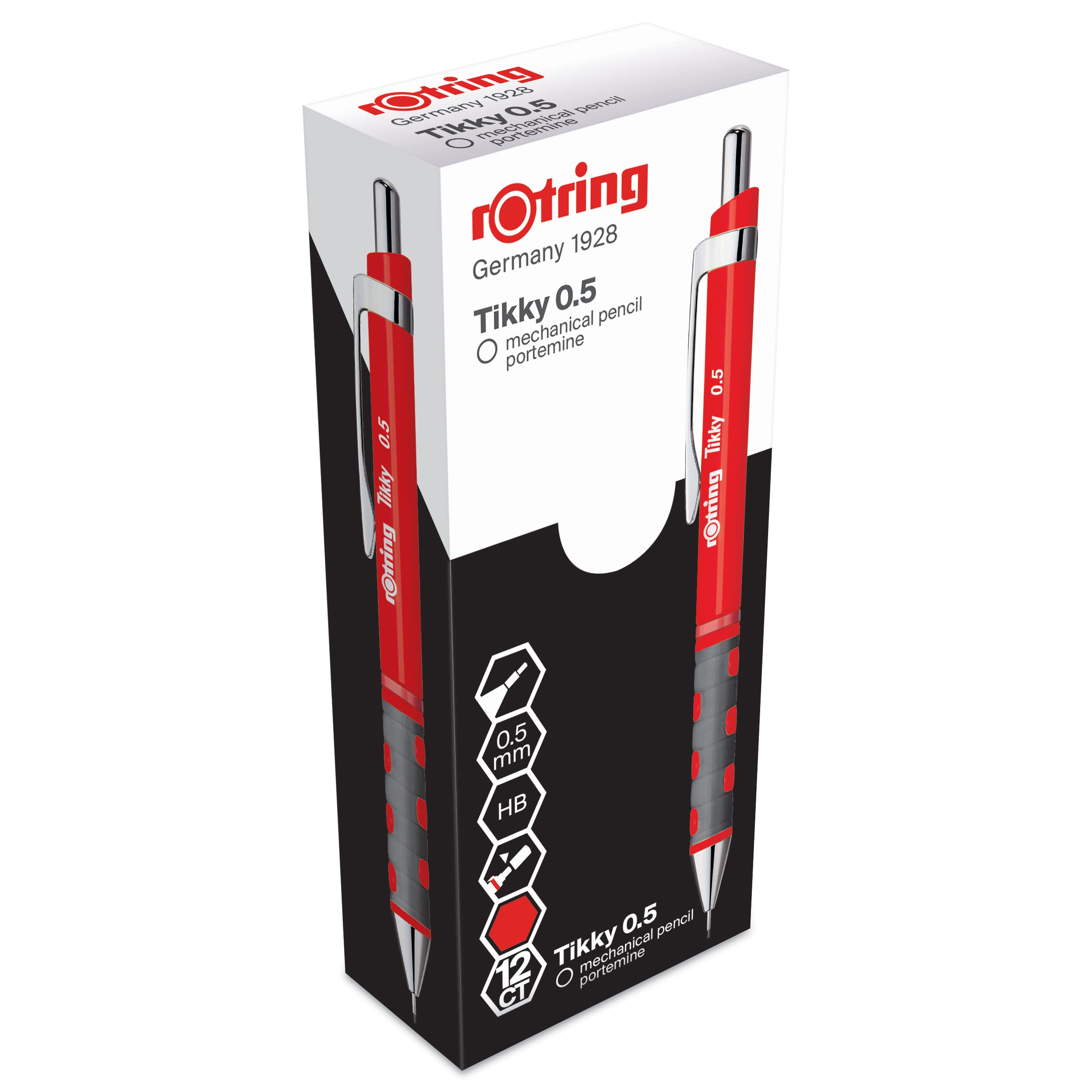 Rotring Tikky II Lot de 12 Portemine Calibré 0,35 mm Noir