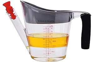 Fat Separator - Bellemain Fat Separator/Measuring Cup with Strainer & Fat Stopper, 1 Liter