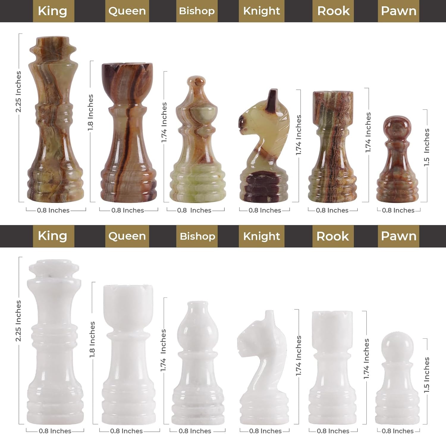 Marble Chess Set for Adults with Complementary Storage Box, 12" White & Green Handmade Chess Board Game, Elegant Board Games for Adults, Luxury Chess Set