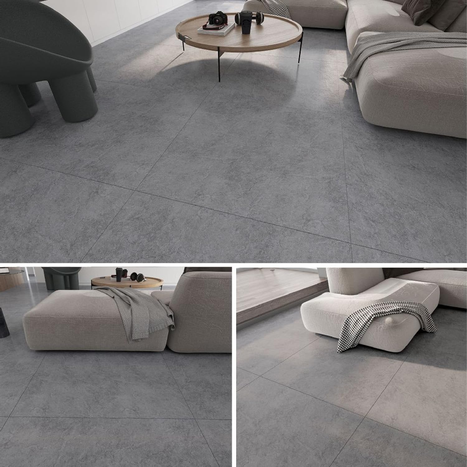 40 Stück PVC Bodenbelag 30 x 30cm Klebefliesen, 3,6m² Vinylboden Selbstklebend Dicke 1,3 mm Laminat Selbstklebende Fliesen für Wohnzimmer, Küche, Schlafzimmer (Grau Marmor)